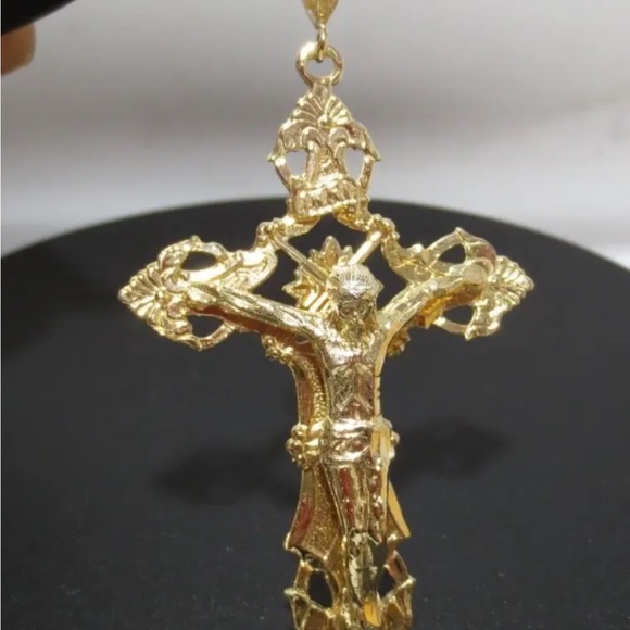 HUGE Religious 14K YELLOW GOLD LARGE LORD JESUS CHRIST CROSS - Picture 4 of 8